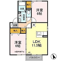ロイヤルガーデン沢村D 2LDKの間取図画像
