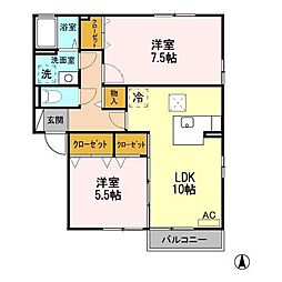 カルムコンジェD 2LDKの間取図画像