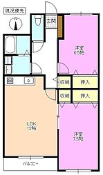 カーサ・オクシブシライタ 2LDKの間取図画像