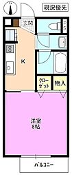 サープラスドリーム1 1Kの間取図画像