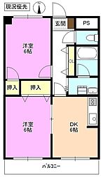 アメニティーシャトー並柳 2DKの間取図画像
