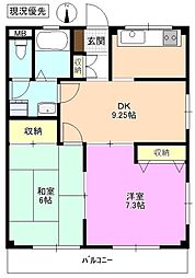 リバティ出川 2DKの間取図画像