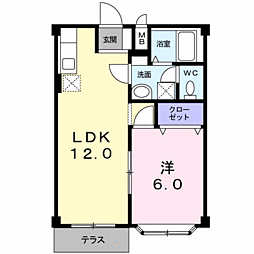 エルディム沙羅 1LDKの間取図画像