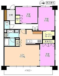 サーパス城西 3LDKの間取図画像