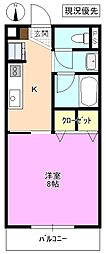 サンクレスト2 1Kの間取図画像