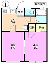 コーポ鈴木A 2DKの間取図画像