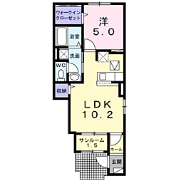 ルミエールC 1LDKの間取図画像