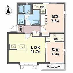 フレグランス永田B 2LDKの間取図画像