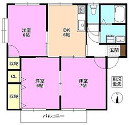 レジデンス葦 3DKの間取図画像