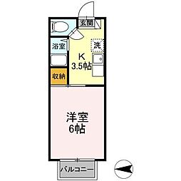 メゾン猿橋 1Kの間取図画像