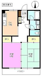 レジデンス西松本 2Kの間取図画像