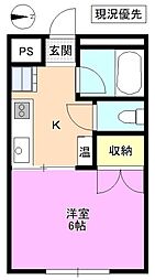 グランジュール北深志 1Kの間取図画像