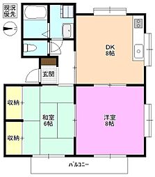クリエイティブ野溝 2DKの間取図画像