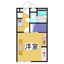 レオパレスＴＷＩＮＹ 1階1Kの間取り