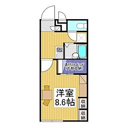 レオパレスちくま 1階1Kの間取り