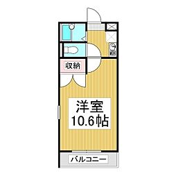 レオパレススミサカ 2階1Kの間取り