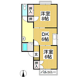 サンセレクト・トヤ 2階2DKの間取り