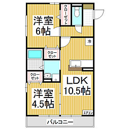 ラメゾンドュブラン 2LDKの間取図画像