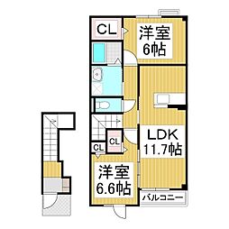 フランM・Y 2LDKの間取図画像