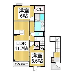 フランM・Y 2LDKの間取図画像