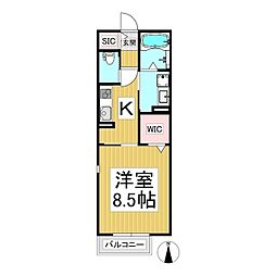 ウィズハイム柳原 1Kの間取図画像