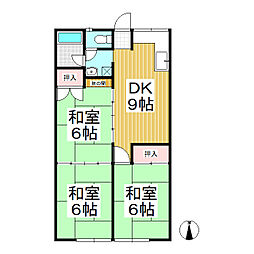 サンハイツ日滝 1階3DKの間取り