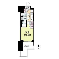ルネフラッツ谷町四丁目 4階1Kの間取り