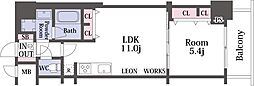 スプランディッド上本町WESTII 1LDKの間取図画像