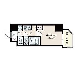 S-RESIDENCE新大阪WEST 15階1Kの間取り