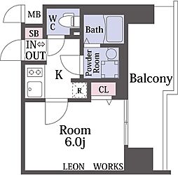 エスリードレジデンス梅田グランゲート 3階1Kの間取り