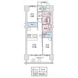 スプランディッド城東関目 8階2LDKの間取り