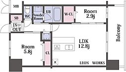 スプランディッドライズ新大阪ノース 2LDKの間取図画像