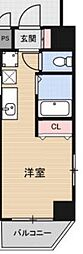 エルミタージュ難波南V 2階ワンルームの間取り
