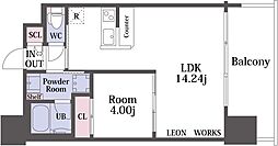 プレジオ大正 11階1LDKの間取り