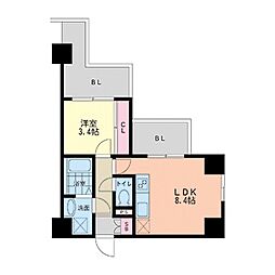 ラクラス新大阪 6階1LDKの間取り