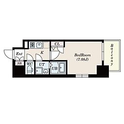 S-FORT大正リヴィエール 4階1Kの間取り
