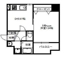 R SQUARE 東天満 8階1DKの間取り