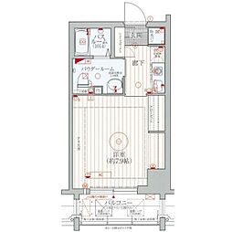 エステムコート大手前レシェンテ 3階1Kの間取り
