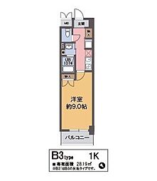 ドルチェ・ヴィータ（都島） 3階1Kの間取り