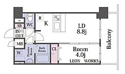 プレサンス鶴橋トレヴィエ 902 9階1LDKの間取り