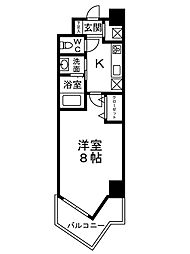 シャルマンフジ天神橋ノース 6階1Kの間取り