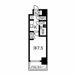 ファステート難波WESTディオン 2階1Kの間取り