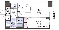 プレサンス南堀江ザ・センス 1LDKの間取図画像