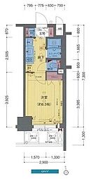 プレサンス中之島公園グラシア 1Kの間取図画像
