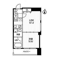 アーバンフラッツ西中島 1LDKの間取図画像