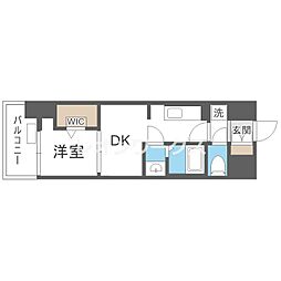 Alivis九条 1DKの間取図画像
