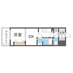 Alivis九条 1DKの間取図画像
