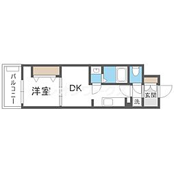 Alivis九条 1DKの間取図画像