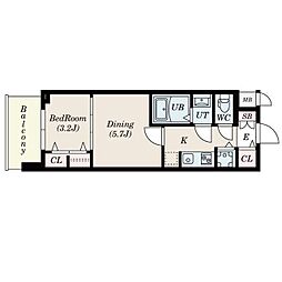 S-RESIDENCE日本橋Qualier 2Kの間取図画像