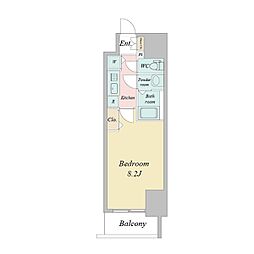 プライムアーバン御堂筋本町 1Kの間取図画像